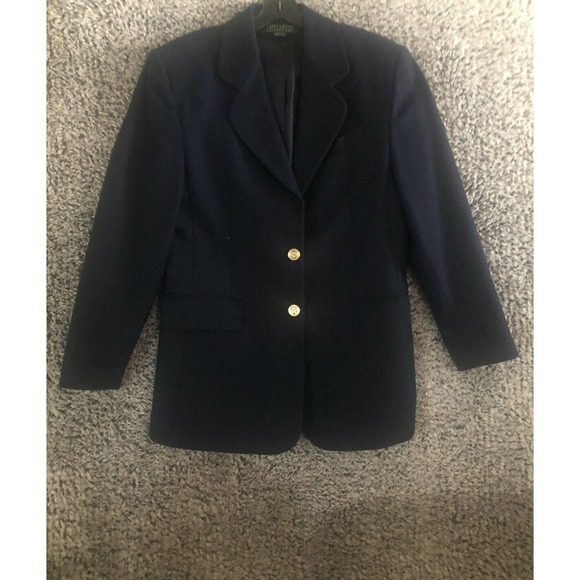 Larry Levine Womens Wool Blend Dark Grey Blazer Jacket Size 12 - Picture 2 of 11